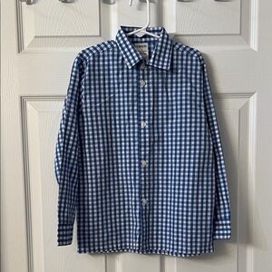 Boys IZOD Blue and White Gingham Shirt Size 7
